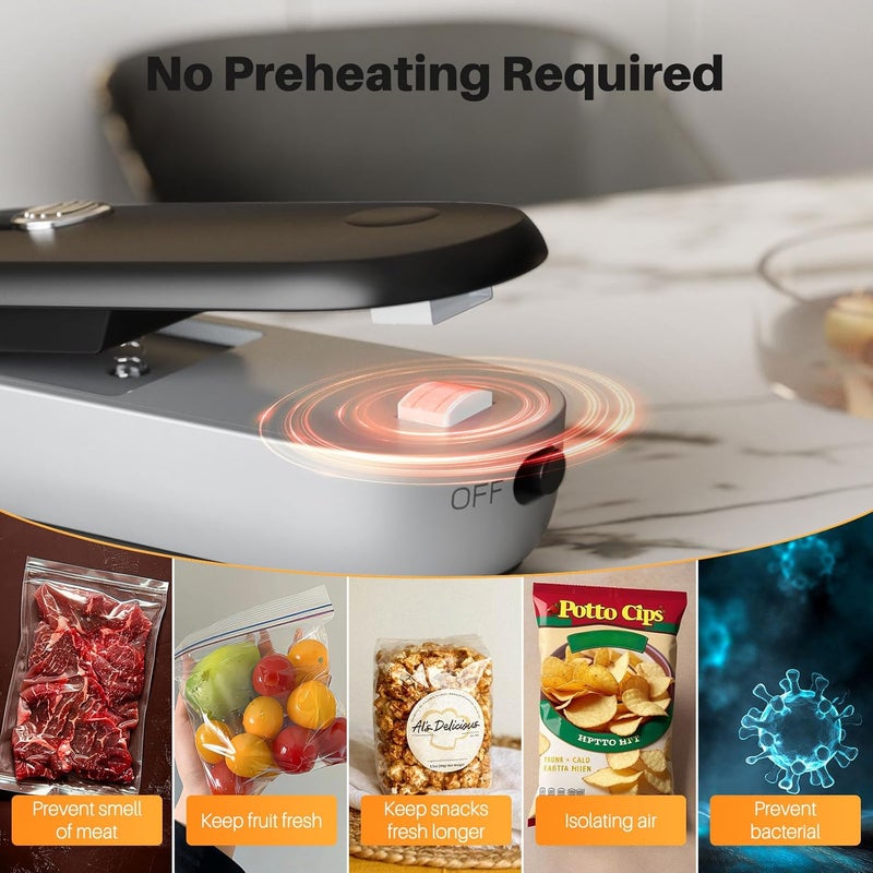 ODSD 2 in 1 Mini Bag Sealer - Heat Seal & Cutter with Lanyard, Portable Handheld Chip Bag Sealer for Snacks, Candies & Food Storage (Batteries Included) - Image 4